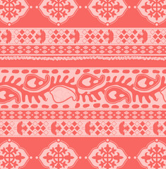 Beautiful floral pattern in vintage folk style. Hand-drawn flowers, leaves, berries on a dark background. Creative botanical backdrop for prints, wallpapers, fabrics