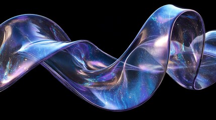 Abstract liquid glass transparent ribbon. Realistic vector illustration of blue and purple spectrum holographic floating wave shape. Iridescent dynamic curve translucent design element flowing in air.