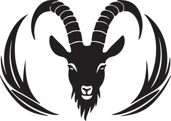 black and white goat logo type silhouette design