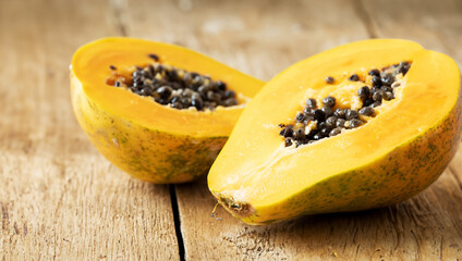 Cut ripe papaya cross section