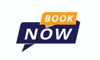 Book now - Banner poster or tag for shop. vector design element.
