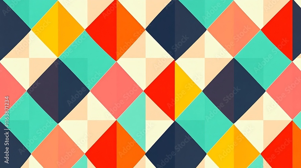 Poster geometric abstract pattern: a vibrant and playful abstract pattern featuring a geometric design of c