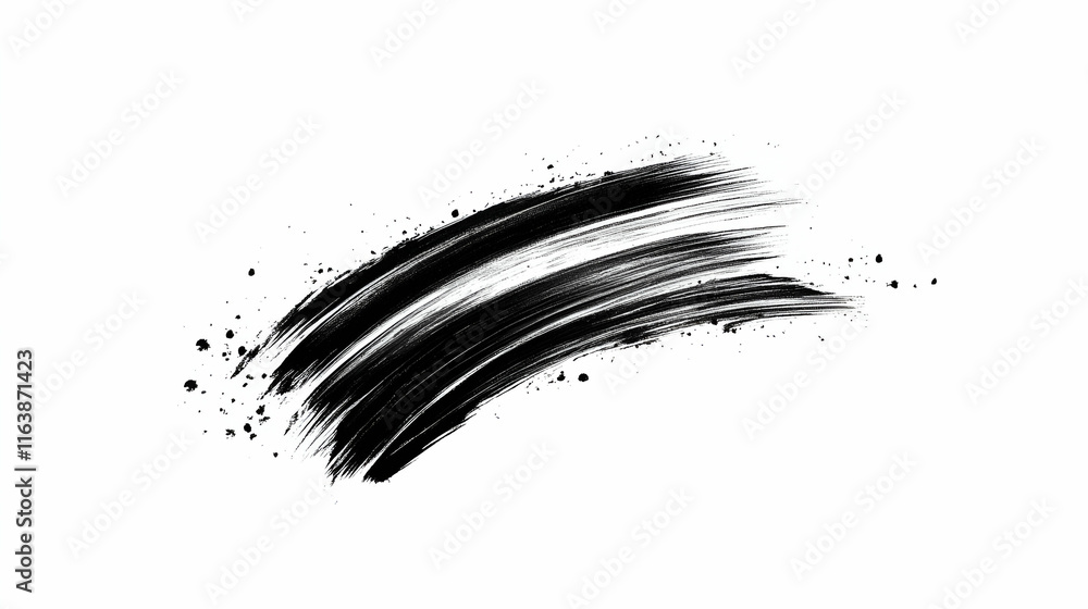 Poster abstract black brush stroke, swirl design element: textured paint creates a dynamic visual across th