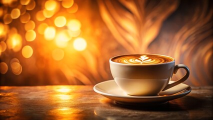 Fototapeta premium Warm cappuccino in minimalist setting with slow shutter effect for cozy coffee moments