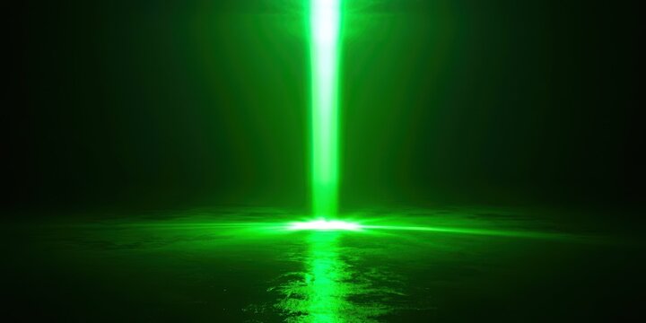 Green light is shining on the ground