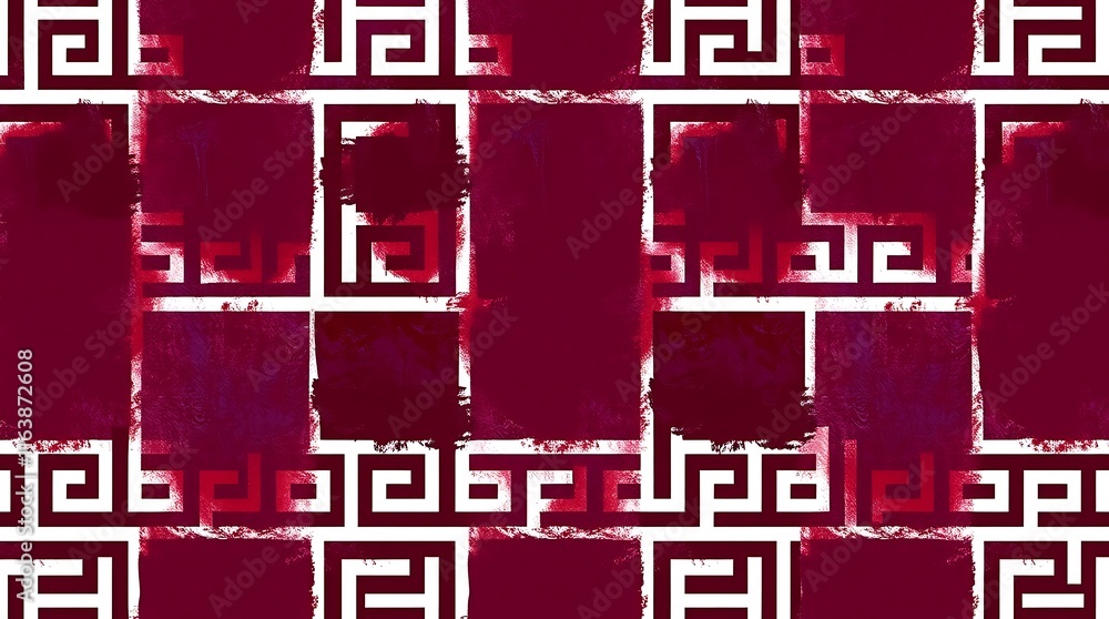 Aufkleber abstract greek key pattern: a bold and modern take on the classic greek key design, with crimson and