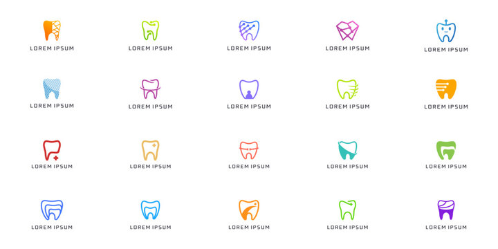 creative of dental logo collection for business medicine, health, inspiration teeth design branding.  - Powered by Adobe