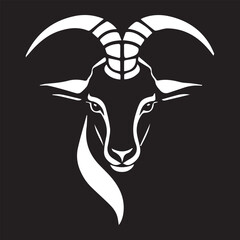 black and white goat logo type silhouette design