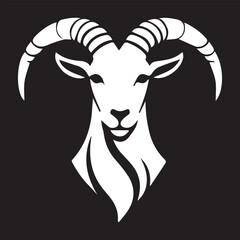 black and white goat logo type silhouette design