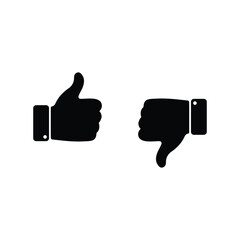 like and dislike concept, thumbs up and thumbs down vector icons for mobile and web apps