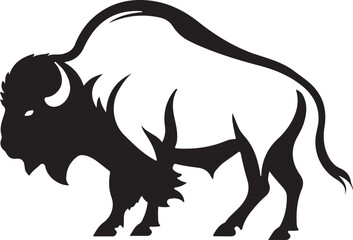 black and white bison logo type silhouette design
