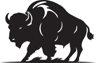 black and white bison logo type silhouette design
