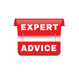 Expert advice - Banner label vector announcement template. flat design symbol.