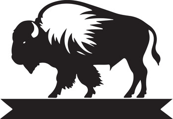black and white bison logo type silhouette design