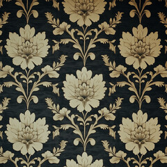 Golden Floral Damask Pattern Seamless Wallpaper Background