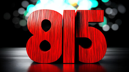 Red Wooden Number 815 on Dark Surface:  A vibrant, three-dimensional number signifying a significant quantity or date, possibly representing an important event or milestone.