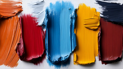Fototapeta premium Vibrant Impasto Paint Strokes, Colorful Acrylic Texture, Bold Hues on Canvas, Rich Pigment Application