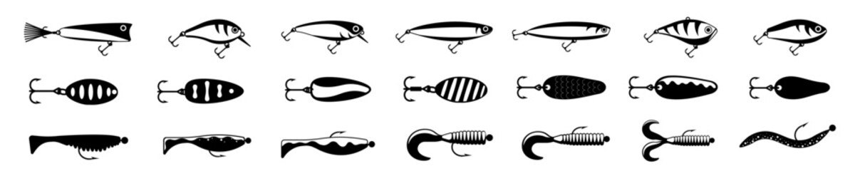  Fishing bait. Fishing lure vector.