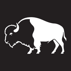 black and white bison logo type silhouette design