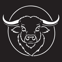 black and white bison logo type silhouette design