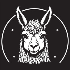 black and white Llama logo type silhouette design
