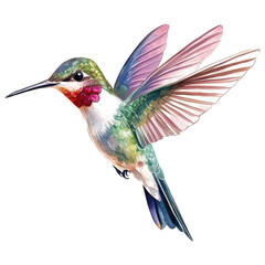 Vibrant Watercolor Hummingbird Artwork for Home Decor on Transparent PNG background.