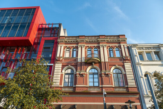 Theaters with modern architecture on the Reeperbahn in Hamburg, Germany