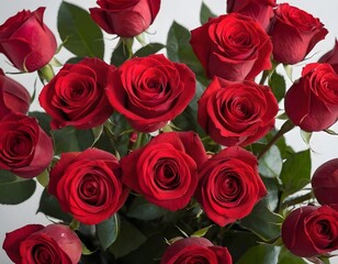 Obraz premium Bouquet of red rose flowers valentine day wedding anniversary celebration concept closeup shot