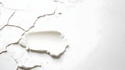 White cracked cream texture. Close-up of cosmetic product.