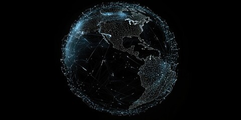 A futuristic digital globe with interconnected lines representing global big data networks.