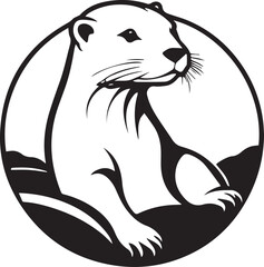 black and white Otter logo type silhouette design