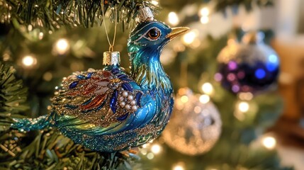 Obraz premium Close Up of Ornaments on Christmas Tree
