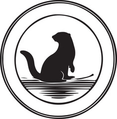 black and white Otter logo type silhouette design