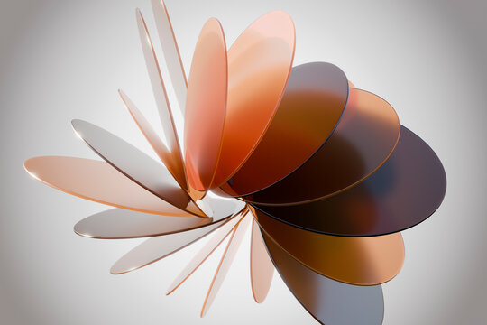 3D render of multi colored glass against gray background