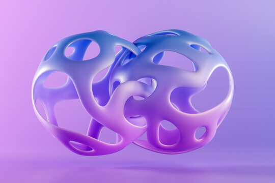 3D interlocked colorful spheres against colored background