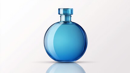 Blank blue cosmetic round bottle with cap lid for beauty or healthy product. Isolated on white background with reflection shadow. Ready to use for package design. Vector illustration.