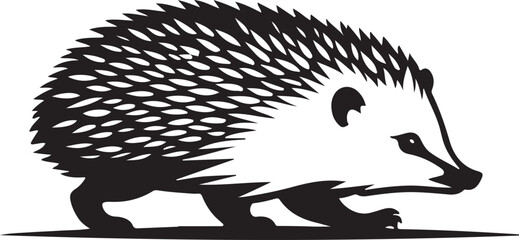 black and white hedgehog logo type silhouette design