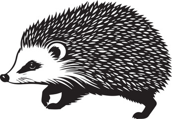 black and white hedgehog logo type silhouette design