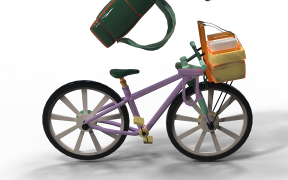 3d model of a transparent person with a basket at the front in pastel colors - Powered by Adobe