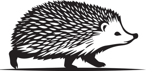 black and white hedgehog logo type silhouette design