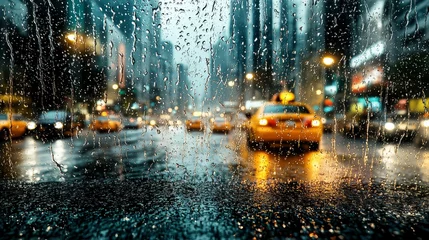 Fotobehang Rainy Day Scene in New York © ZeroOne