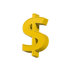 Golden Dollar Currency money icon 3D Render
