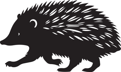 black and white hedgehog logo type silhouette design