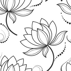 Lotus flower line art simple design symmetrical Pattern