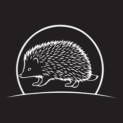 black and white hedgehog logo type silhouette design