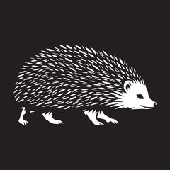 black and white hedgehog logo type silhouette design