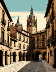 Obraz premium Germany: Poster Illustration Travel Print Decor Gift Paper Canvas Wall Retro Art