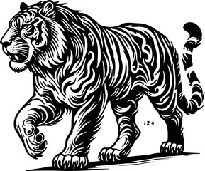 Tiger vector black silhouette cricut design for T-shirt