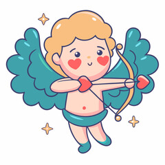 Valentine cupid character illustration digital art whimsical design bright colors fantasy concept