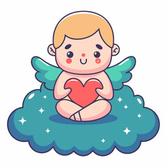 Valentine cupid illustration digital art whimsical style soft colors playful concept